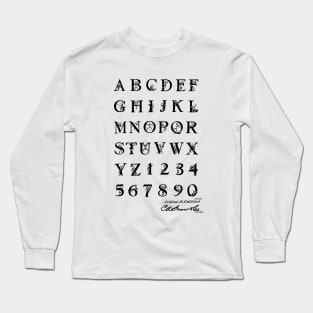 Type Font Vintage Patent Hand Drawing Long Sleeve T-Shirt